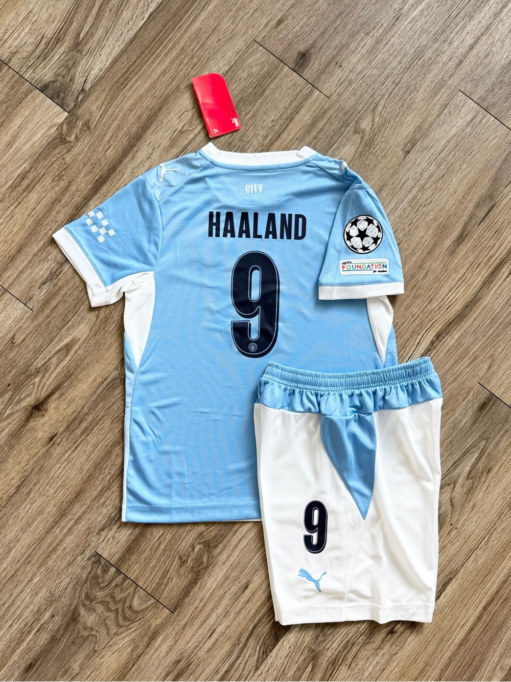 Kids Light Blue Soccer Jersey & Shorts - Manchester City Haaland #9